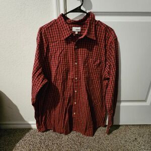 Sonoma Mens XL Red Black Buffalo Plaid Long Sleeve Button Down Shirt